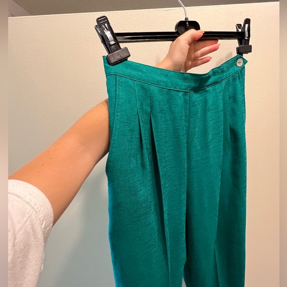 Vintage emerald green flowy trousers - Picture 2 of 6